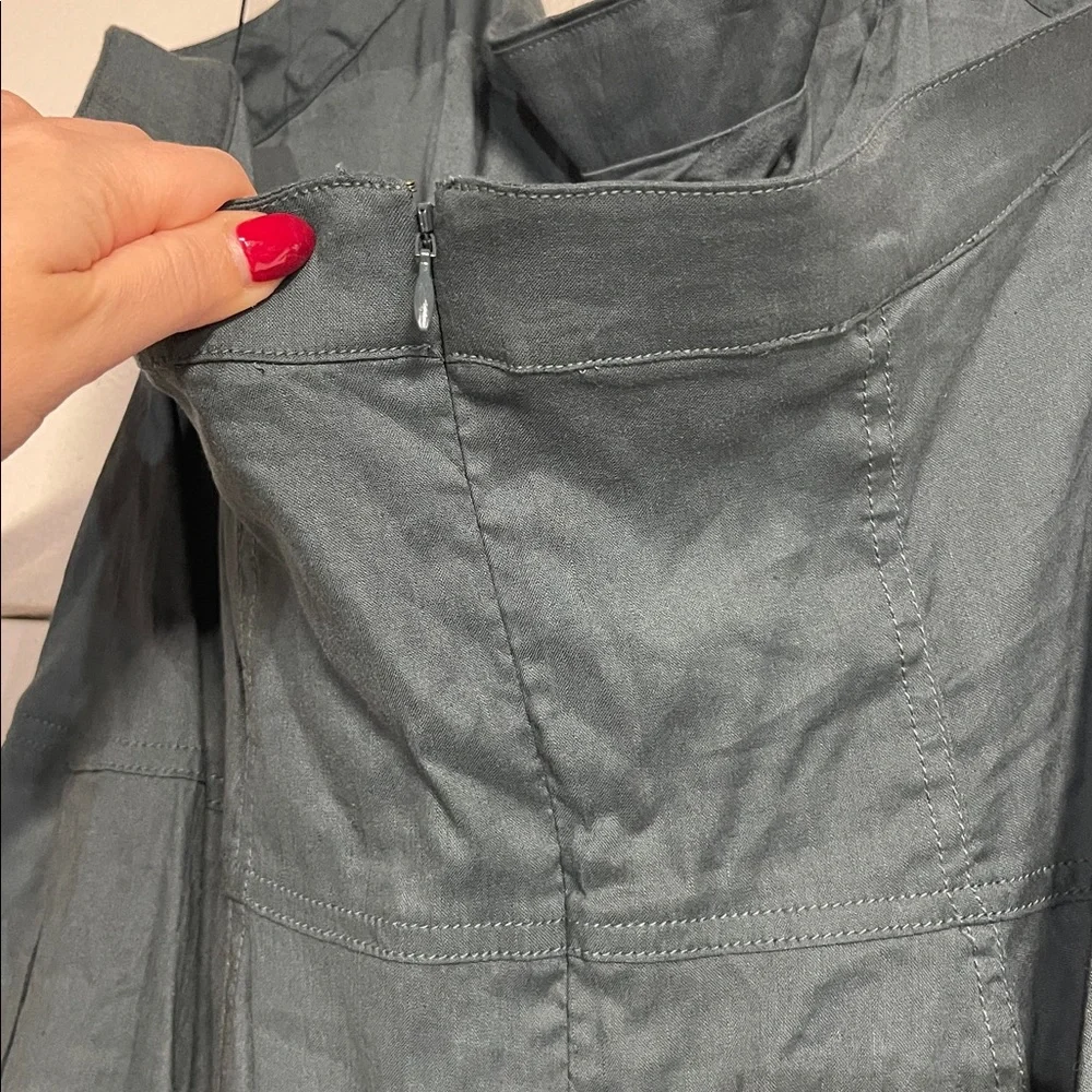 ANTHROPOLOGIE WOMENS STRETCH HALTER LINEN MIDI DRESS GREEN LARGE - Picture 8 of 9